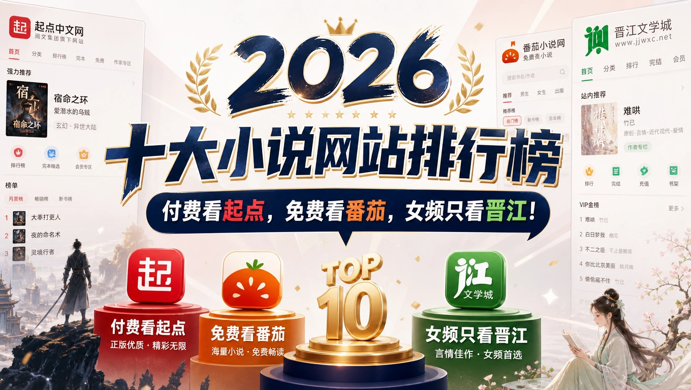 2026十大小说网站排行榜：付费看起点，免费看番茄，女频只看晋江！