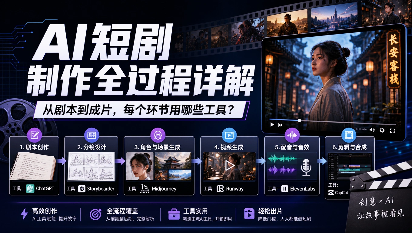 AI短剧制作全过程详解：从剧本到成片，每个环节用哪些工具？(图1)