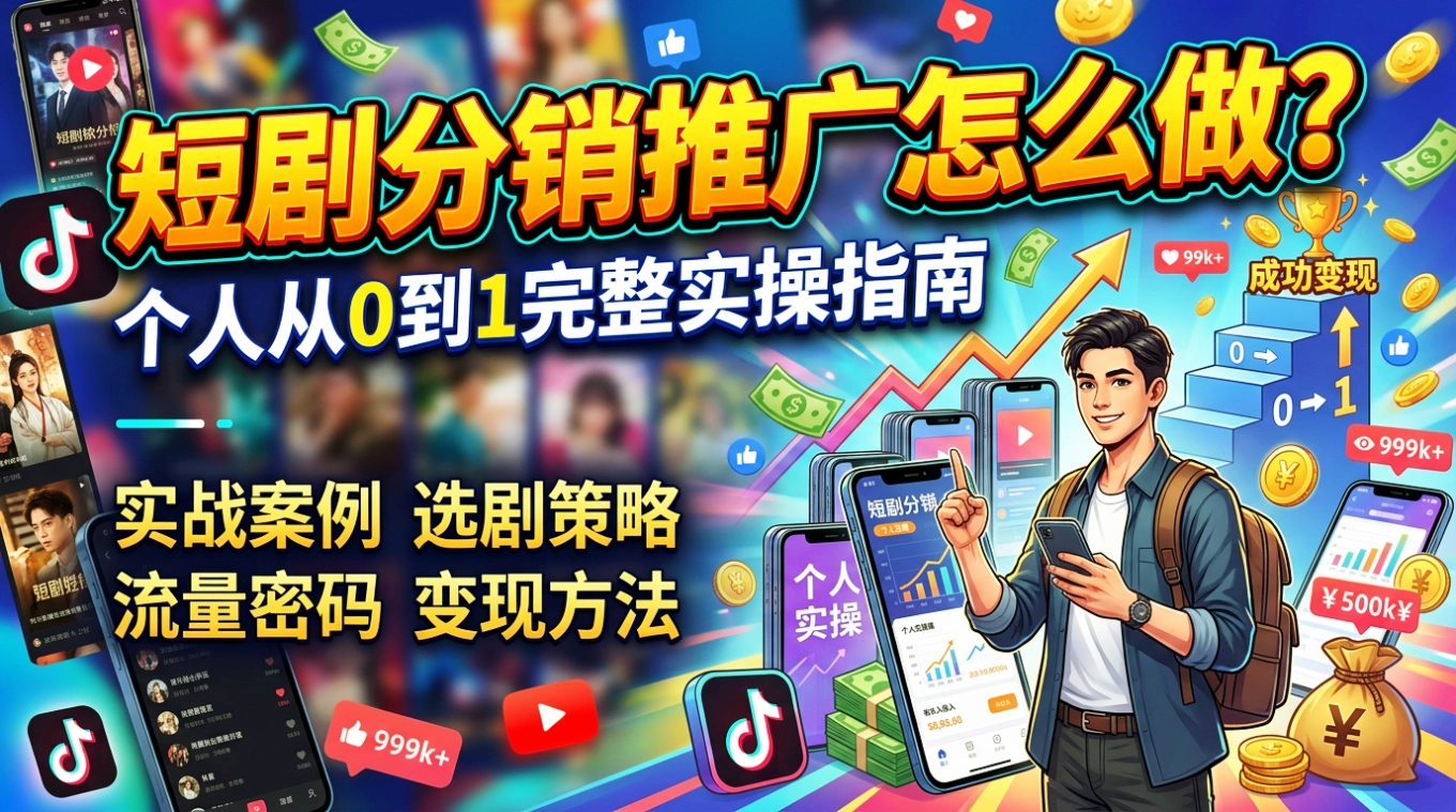 短剧分销推广怎么做？个人从0到1完整实操指南(图1)